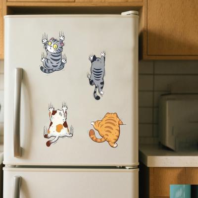 Cartoon Kratzende Katze Wandaufkleber Lustiger 4 Kletternde Katzen Aufkleber Niedlicher Katzen Stoßstangenaufkleber für Auto LKW Motorrad Wand Fenster Dekor