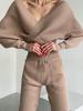 Elegant Off-Shoulder Batwing V-Neck Sweater Two-Piece Set for Women