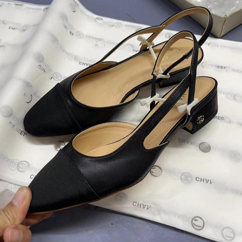 This summer thick heel single shoes