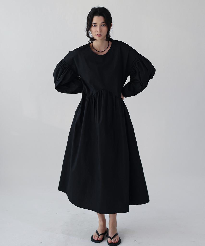 Keullaepeu Wave Puff Cotton Dress_Black