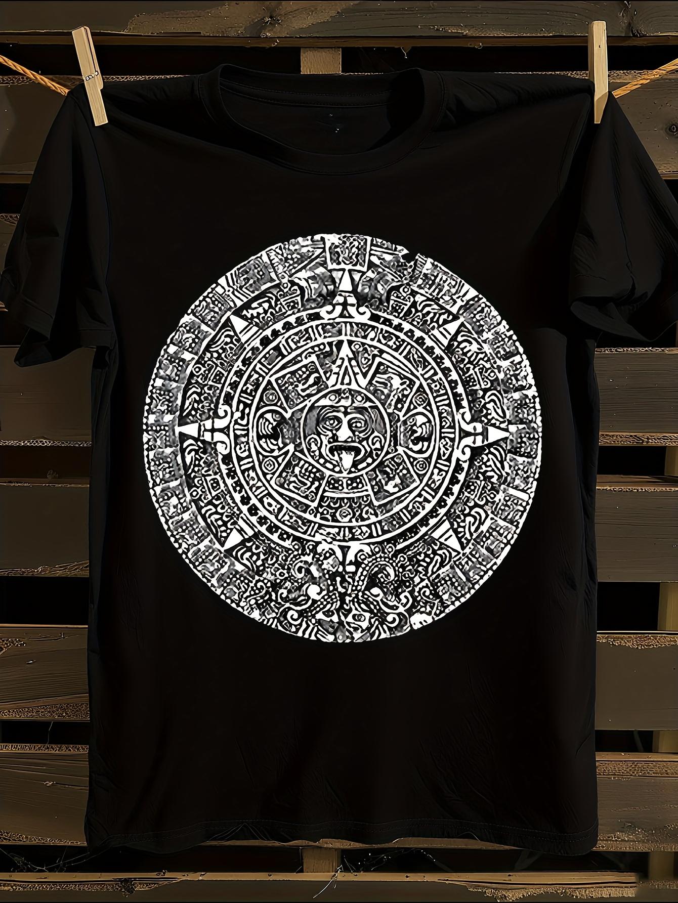 Aztec/Mayan Calendar Stone Design T-shirt M