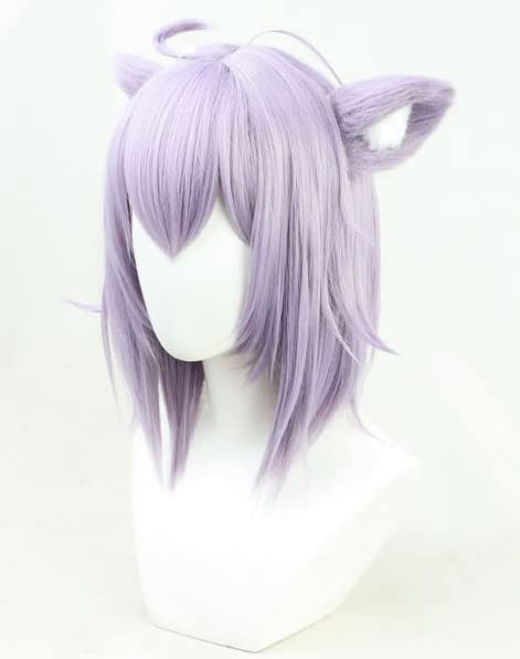 Nekomata Rice Porridge Cosplay Wig, Heat-Resistant Purple Wig, Cosplay Wig for Halloween, Events, Photoshoots, and Festivals (Wig + Ears + Tail)