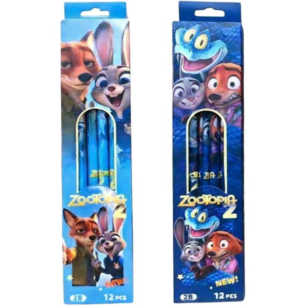 Zootopia 2 12-Pack 2B Pencils, Judy & Nick Cartoon Stationery, Back-To-School & Party Favor Gift