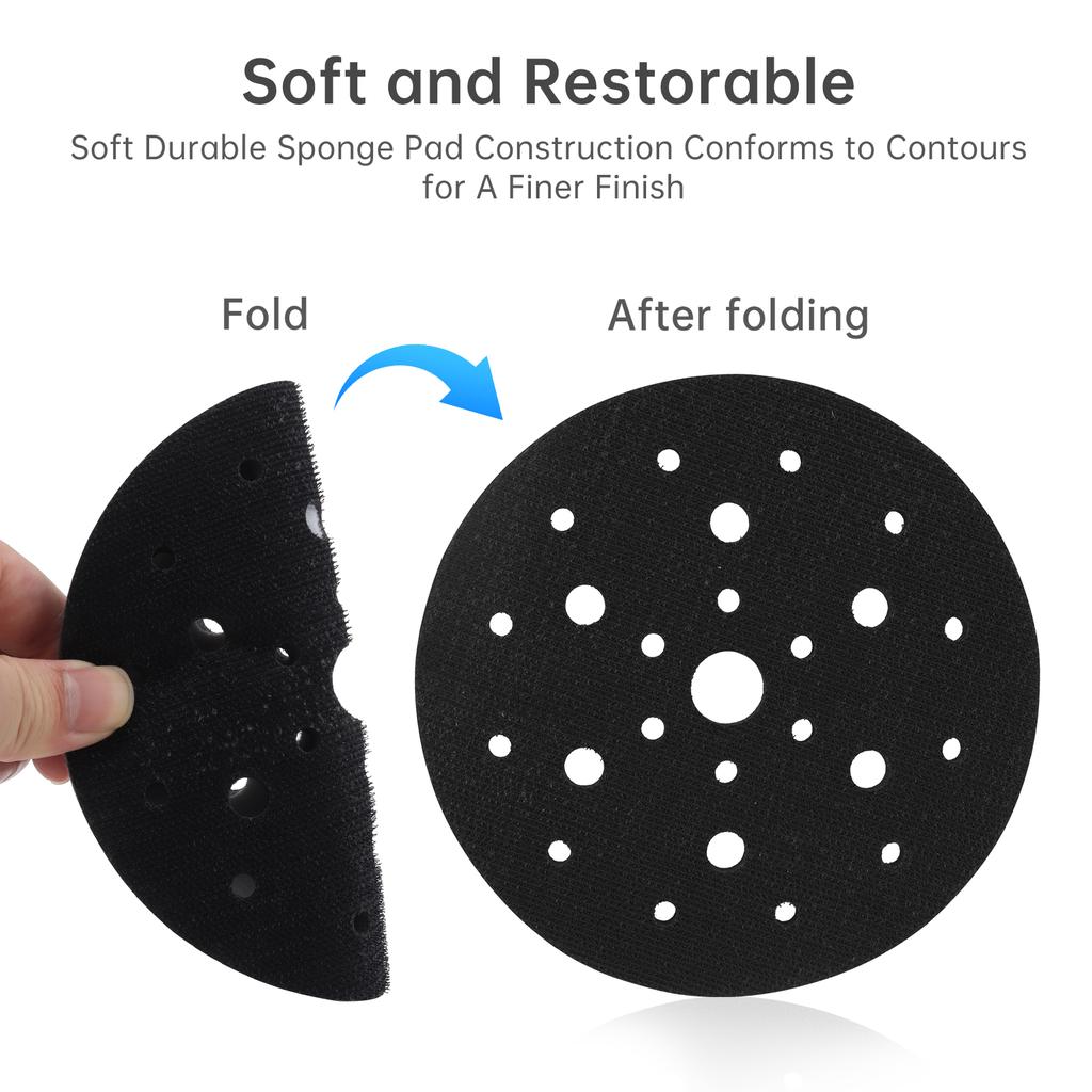 5pcs 6 Inch 25 Holes Interface Pads Polishing Pad Hook and Loop Soft Density Sponge Cushion Buffer Backing Pad