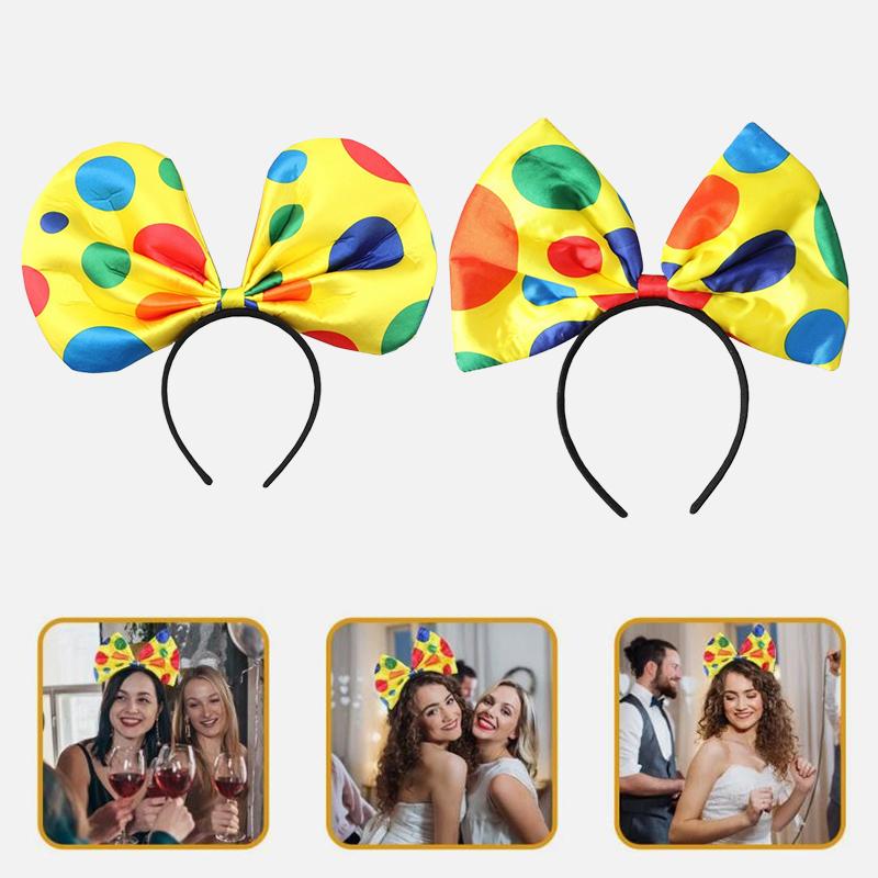 Bunter Clownskopfschmuck Gelb Gepunktet Schleife Kopfbedeckung Zirkusaufführung Requisiten Lustige Joker Hüte Make-up Party Dekorationen