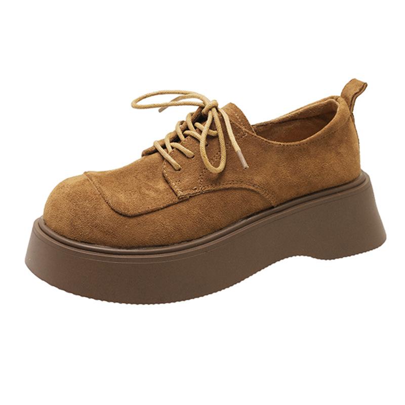 Platform-soled Boken small leather shoes women's 2025 spring new fashion trend lightweight shoes German training shoes Boken shoes single shoes