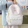 Schoolbag New Korean Fresh Plaid Corrugated Backpack Girl Heart Lace Small Schoolbag Junior High School Student Commuter Backpack