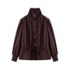 New European and American style stand-collar puff sleeve single-breasted fashionable short trench coat
