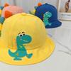 Korean Style Cartoon Dinosaur Bucket Hat Wide Brim Sun Protection Fisherman Cap 3D Toddler Sun Hat Outdoor Use