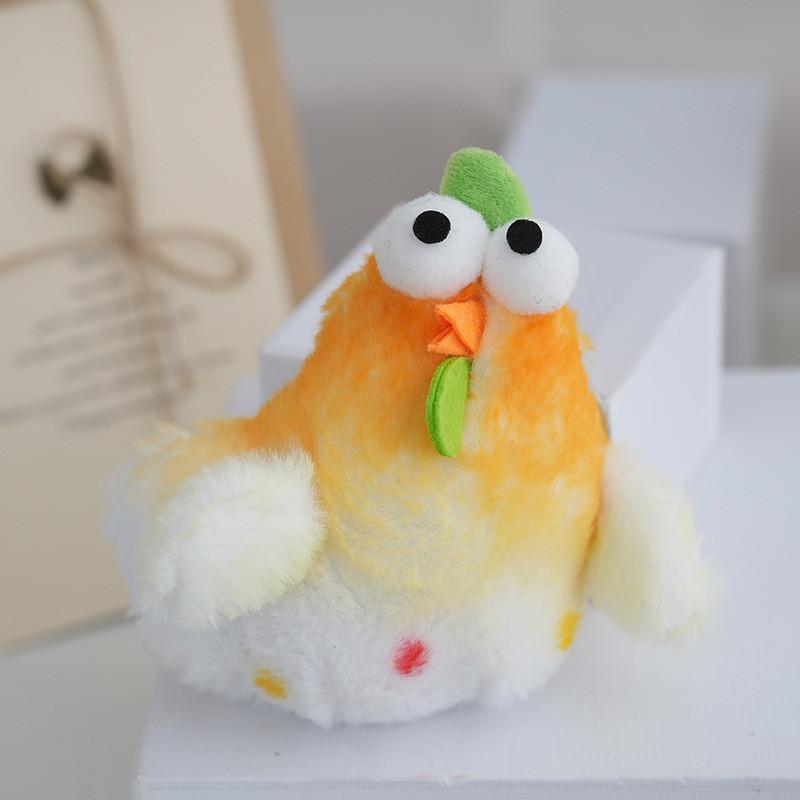 Cute Trendy Chicken Plush Toy Keychain Adorable Soft Long-haired Stuffed Animal