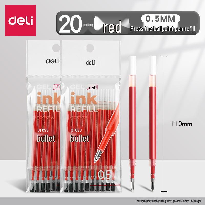 Deli Student Special 0.5mm Black Bullet Tip Refill, Smooth, Large Capacity for Exams & Signing