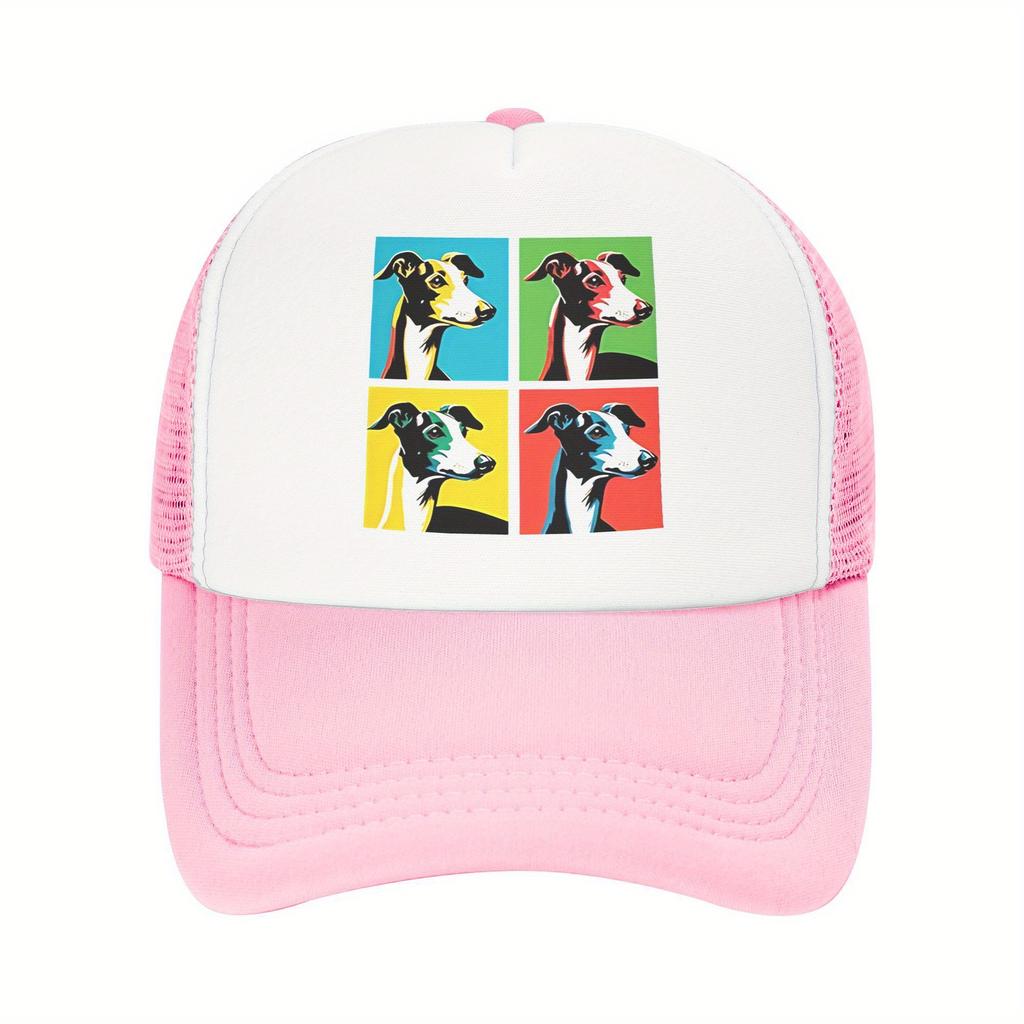 Italian Greyhound Pop Art Trucker Hat Breathable Mesh Adjustable Baseball Cap Casual Gift
