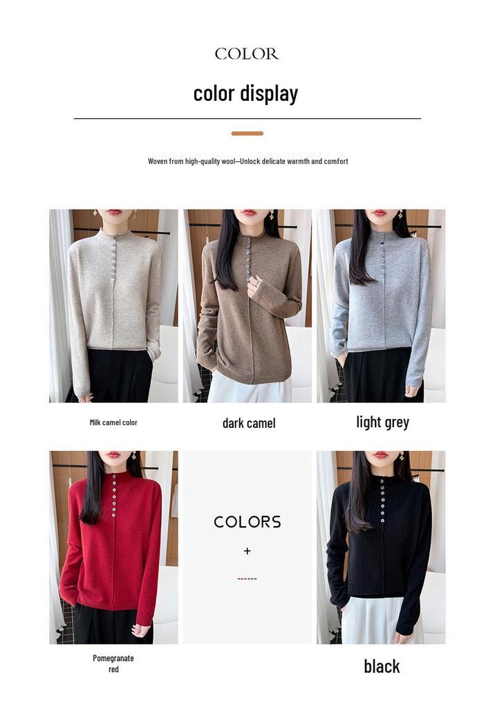 Women's Slim Fit Wool Knit Jacket with Rolled Hem and Half-Open Collar