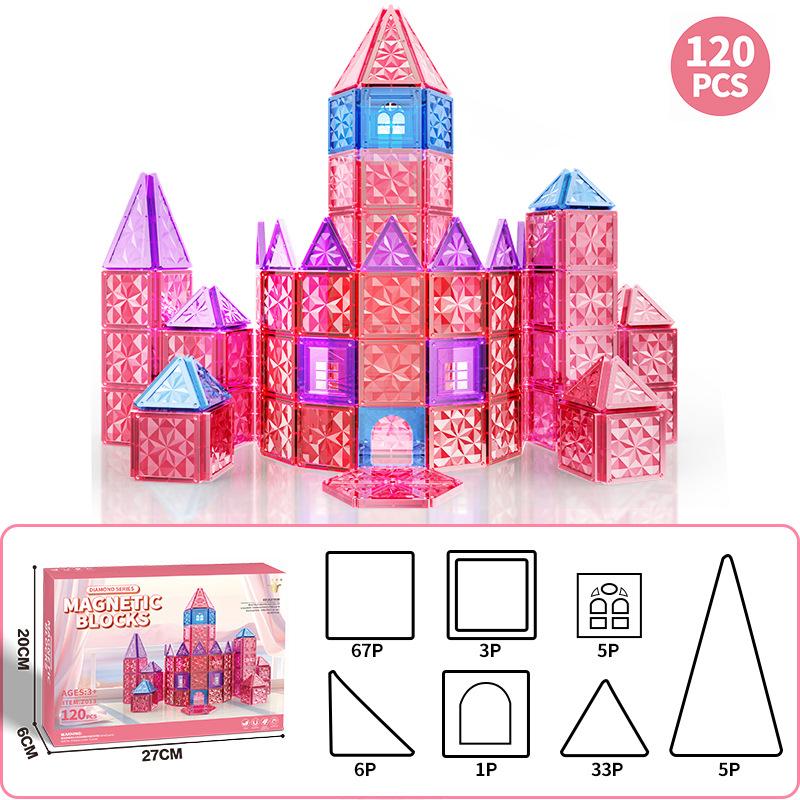 Diamond Flour Magnetic Sheet Building Block Strong Magnetic Block Children'S Early Education Puzzle Diamond Magnetic Toy Building Block