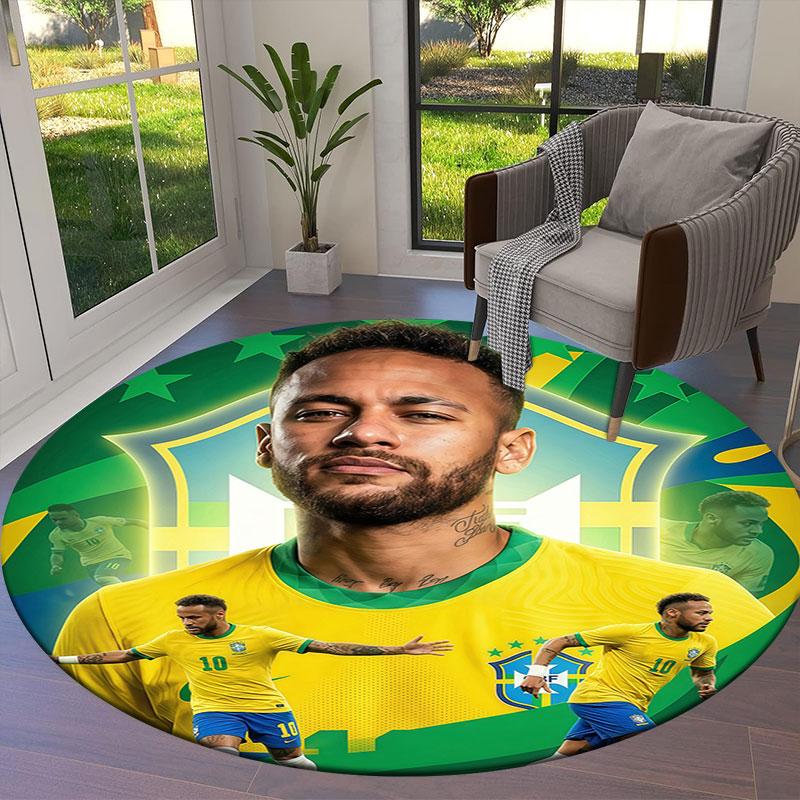Neymar Round Area Rug,Carpet Rug for Living Room Bedroom Sofa Playroom Decor,Non-slip Floor Mat