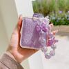 Glitter Pearl Bowknot PU Leather Wrist Strap Phone Case for Samsung Galaxy Z Flip 6 5 4 3 Hinge Protection Shockproof Cover