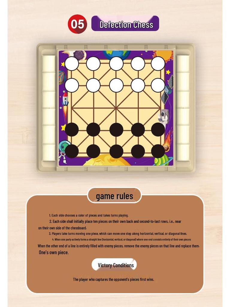 All-in-One Educational Board Game Set: Flying Chess, Chinese Chess, Beast Chess, Checkers, Gomoku, Reversi