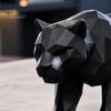 Декор для роскошной гостиной 3D-печатная низкополигональная статуэтка пантеры, геометрическая черная фигурка, современный уникальный подарок на новоселье, настольная арт-скульптура для