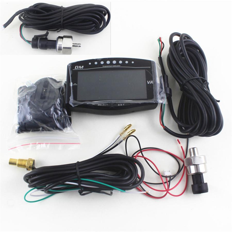 Universal 6 Function 12/24v Truck Car LCD Digital Oil Pressure Turbo Boost Gauge