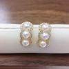 Natural freshwater pearl earrings with multiple beads, fashionable, luxurious, and high-end, versatile earrings for commuting