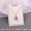 Luxury Drop Water Shaped Zircon Pendant Necklace Geometric Stainless Steel Choker Jewelry Birthday Gifts For Women Girls