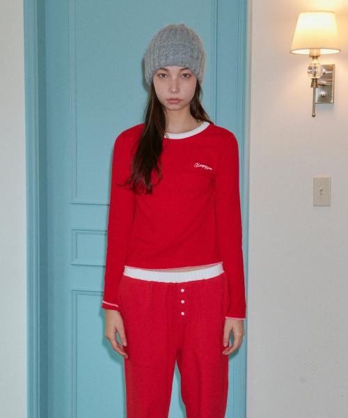 [Sleepy Bear] White Bend Red T-shirt [Shipped from Korea] 100% Authentic S