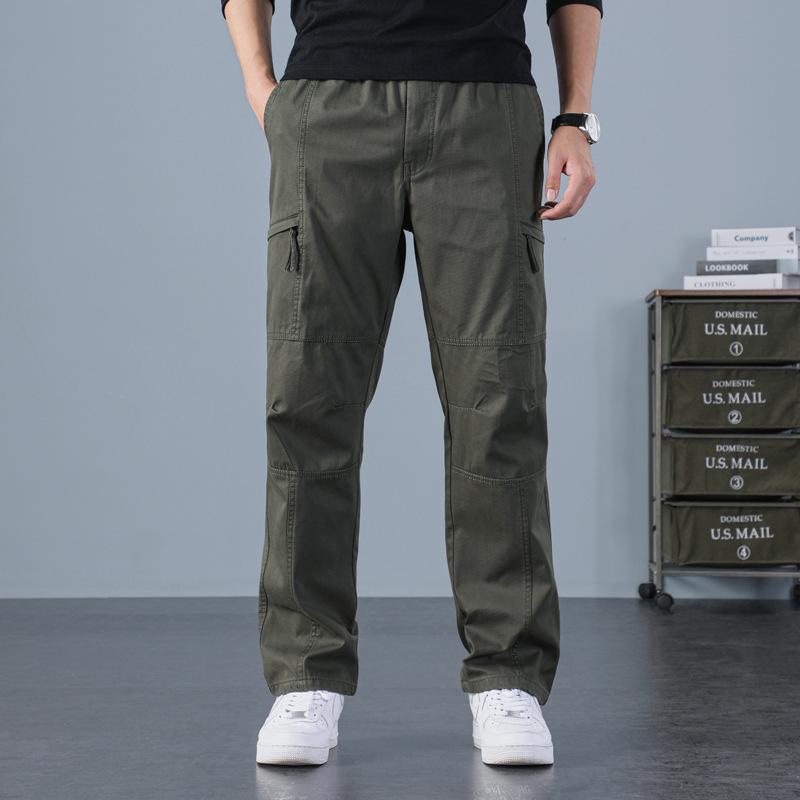 Men's Plus Size Loose Fit Elastic Waist Workwear Pants for Autumn and Winter.