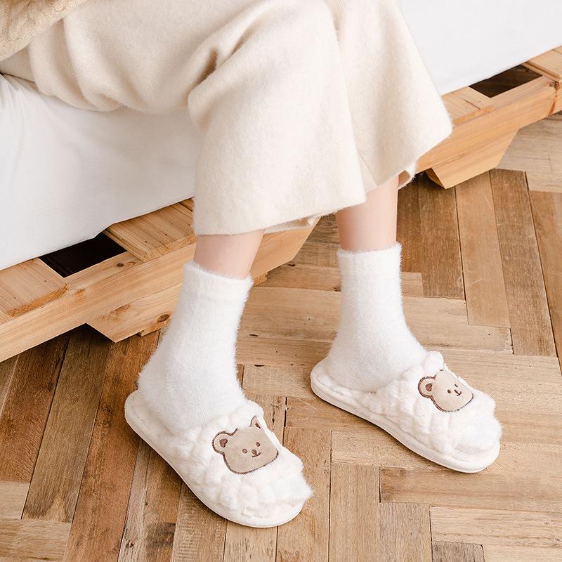 Women's Mid-Calf Fleece-Lined Five-Toe Divide Socks - Thick, Warm Imitation Mink Velvet for Winter
