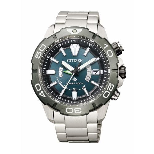 Citizen Promaster Diver's Watch, Waterproof, Light-Powered Eco-Drive Radio-Controlled, Marine Series, 200m Diver, Black, AS7145-69L, Men's, Silver