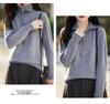 Women's High Neck Jacquard Half-Zip Wool Sweater - Seamless Knitwear for Autumn/Winter