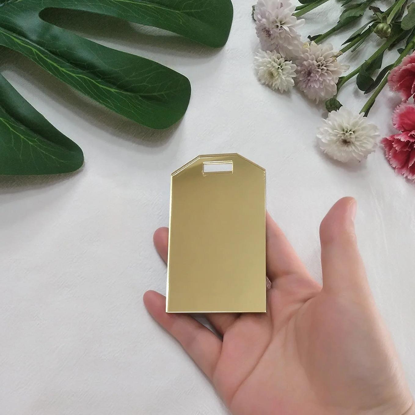 

Blank Acrylic Luggage Tag Wedding Place Card,Event Table Decor,DIY Guest Escort Name Plate,Gift Tag Mirror Gold Silver 10PCS