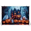 Mocsicka Halloween Photography Background House Castle Ghost Bat Autumn Leaf Pumpkin Party Decorations Photo Backdrops Wallpaper