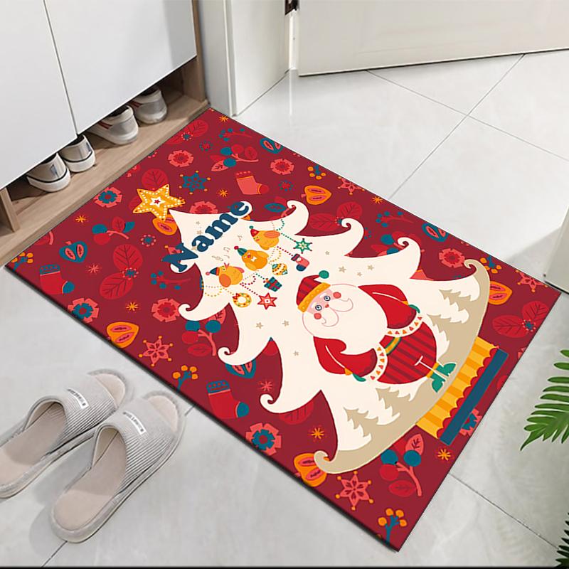 Custom Name Christmas Santa Claus Printed Carpet, for Office Chair Living Room Bedroom Kitchen Room Decor Gifts.
