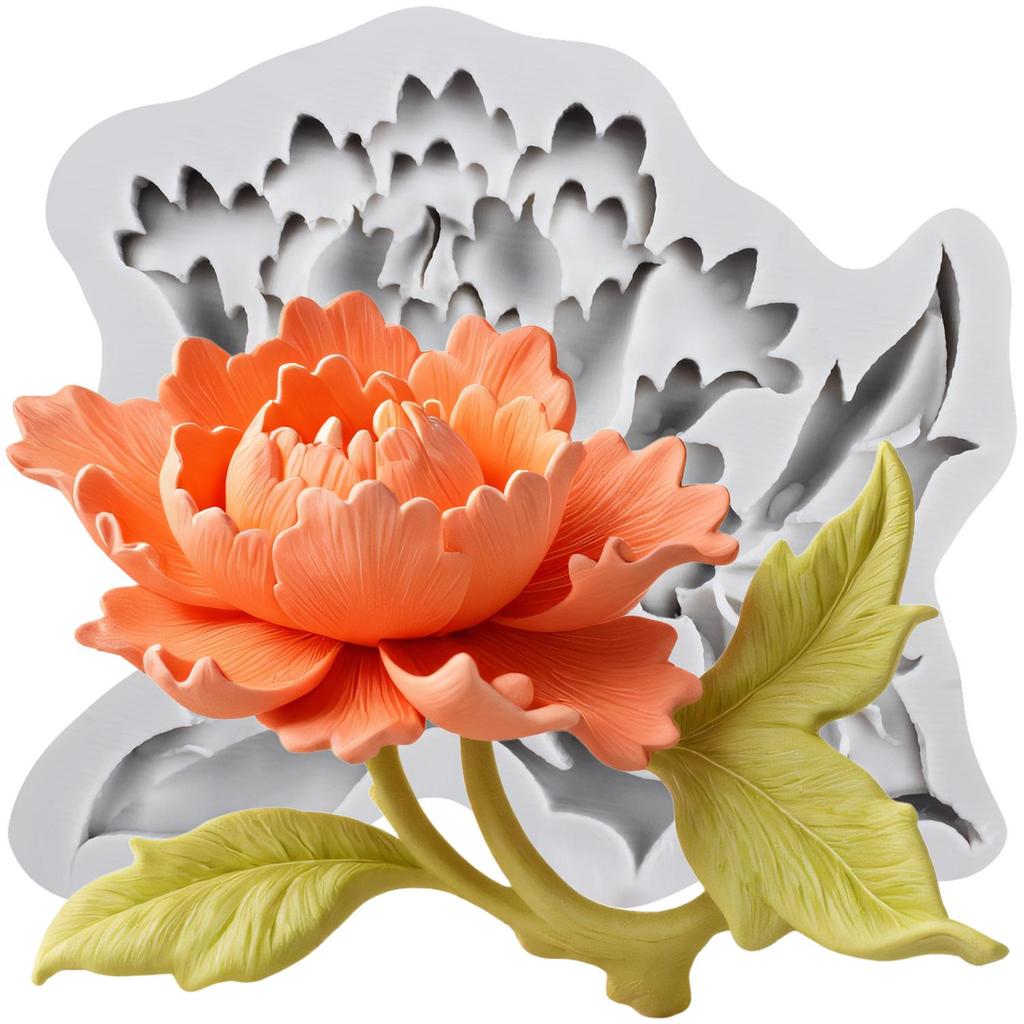 Pfingstrose Blume Silikonform Barock Blatt Ranke Blume Fondantformen Kuchen Dekorationswerkzeuge Themenkuchen Dessert Dekoriert Schokolade Bonbonform