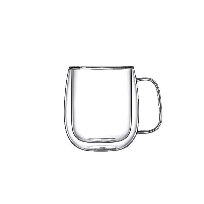 

Double-layer Glass Heat-resistant Household Coffee Milk Juice Water Cup with Handle Transparent Double-layer Mug Festival Gift Ship with 24h