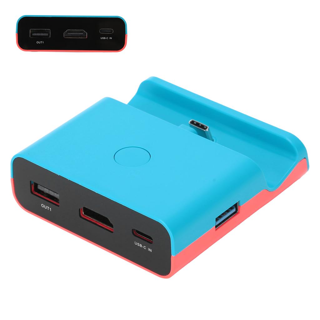 HDMI Video Converter Adapter for Switch Lite Game Machine Portable Mini Charging Dock StandBlue Red
