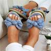 Elegant Women Slip On Sandals Bow Flat Mule Espadrille Shoes Summer Sliders