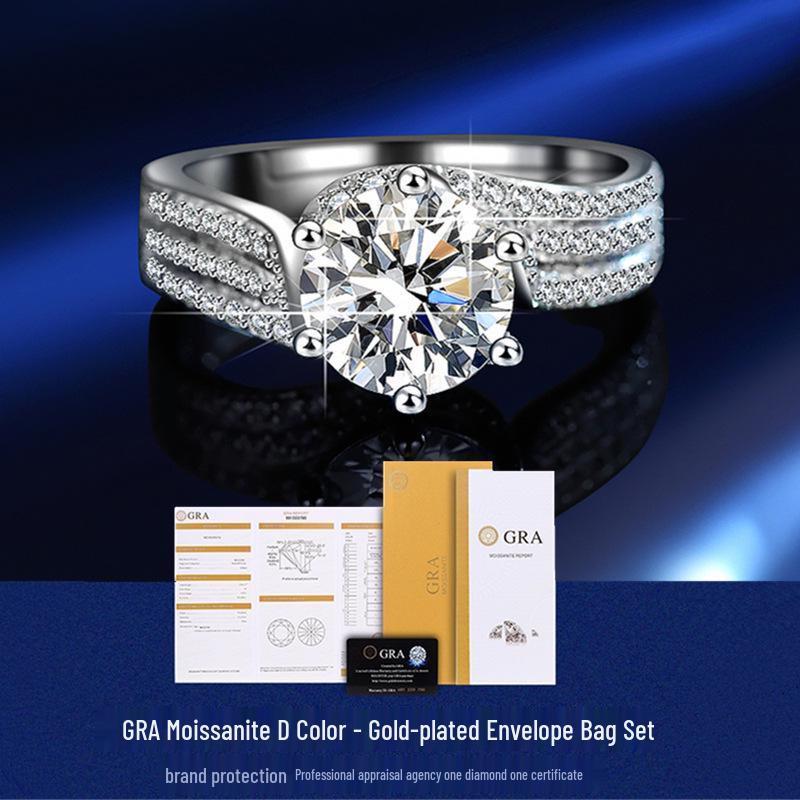 S925 Sterling Silver Moissanite One-Carat Ring - European & American Fashion