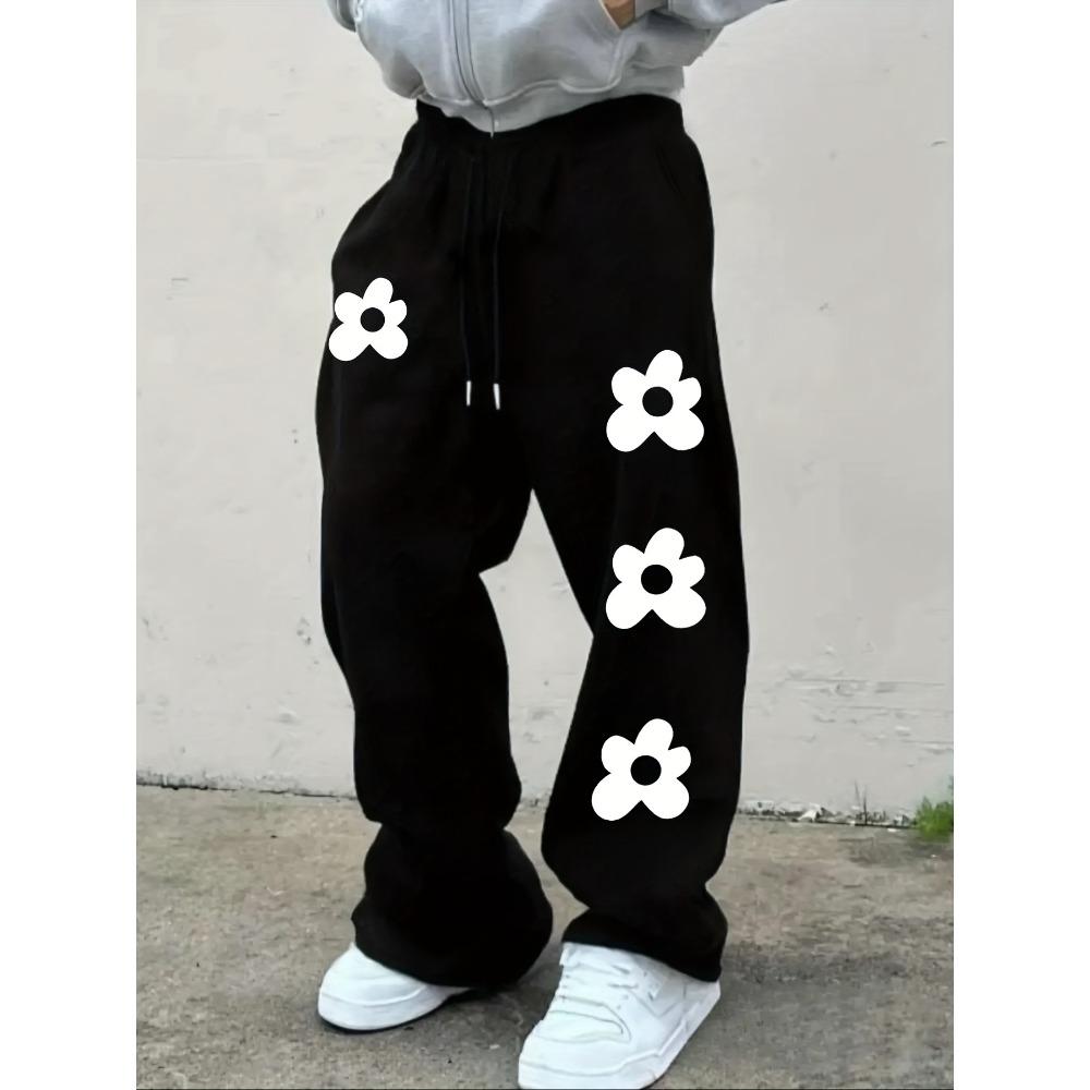 

Men s Wide Leg Loose Print Sports Pants, Wide Leg Casual and Comfortable Pants, with Drawstring XXXL