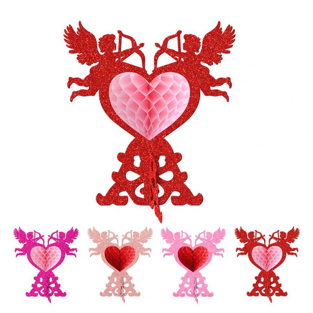 3D Papier Glitzer Amor Herzförmige Wabenfiguren zum Abziehen und Aufkleben Mittelstück Festliche Valentinstagsdekoration Herzschild