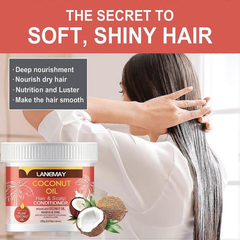 Coconut Oil Hair Cream 250g, Coconut Oil Hair & Scalp Conditioner, Smooth Frizz, Nourishes & Shine, Deep Conditioning & Restoriong Treatment, Anti Bre
