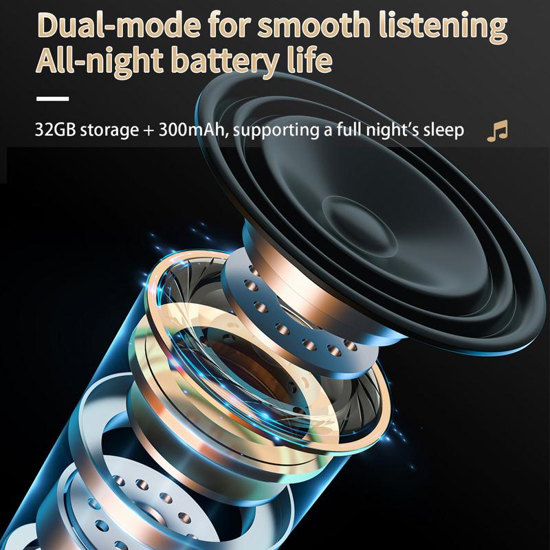Bone Conduction Bluetooth Speaker Under Pillow Sleep Aid Soundbar Wireless MP3 Music Player TF Card Play 30/60Min Timed Shutdow