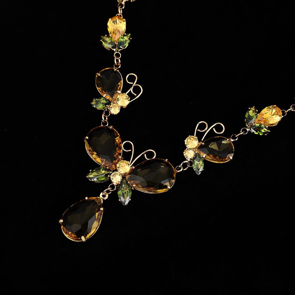 Yellow Butterfly Zircon Luxury Necklace and Earring Set: Versatile and Trendy Fashion Statement