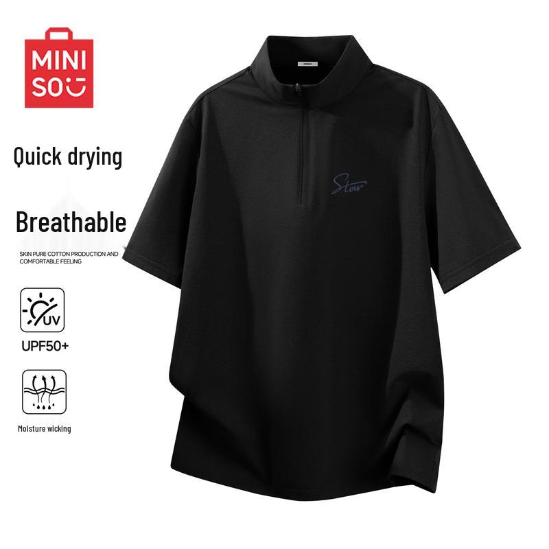 MINISO Men s Quick-Dry Stand-Collar Polo T-Shirt 2XL
