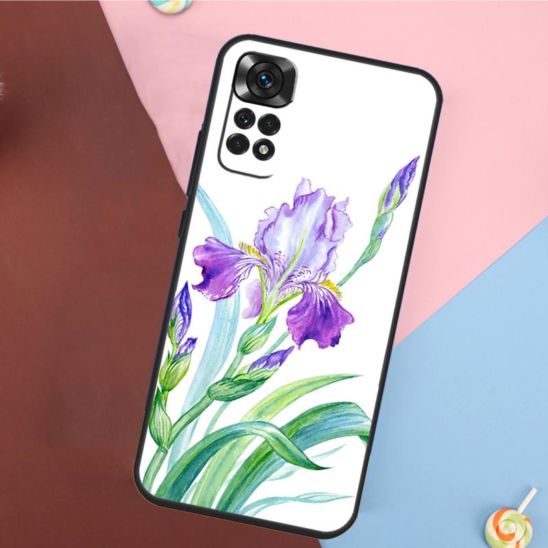 Blue Iris Flower Case For Xiaomi Redmi Note 11 Pro 11S 8 9 12 10 Pro 10S 9S Redmi 9 10 12C 9C 10C Back Cover