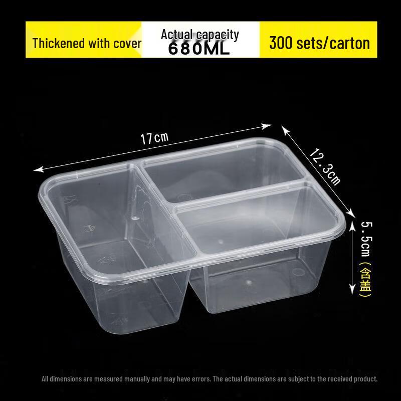 Deshangyuan Disposable Transparent Compartment Meal Prep Boxes with Lids