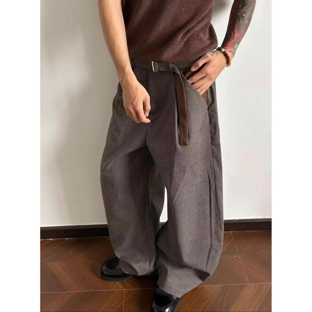 Autumn New Trousers Men's American Trendy Brand Loose Straight Semi-elastic Retro Long Silhouette Old Money Wind Long Pants Trendy