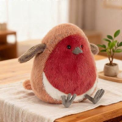 16cm/6.3in Niedliches und rundes Plüschtier der Rotkehlchen-Puppe. Niedliche kleine Vogelpuppe. Vollständig gefüllt, weich und bequem. Heilungs-Serie. Begleiter