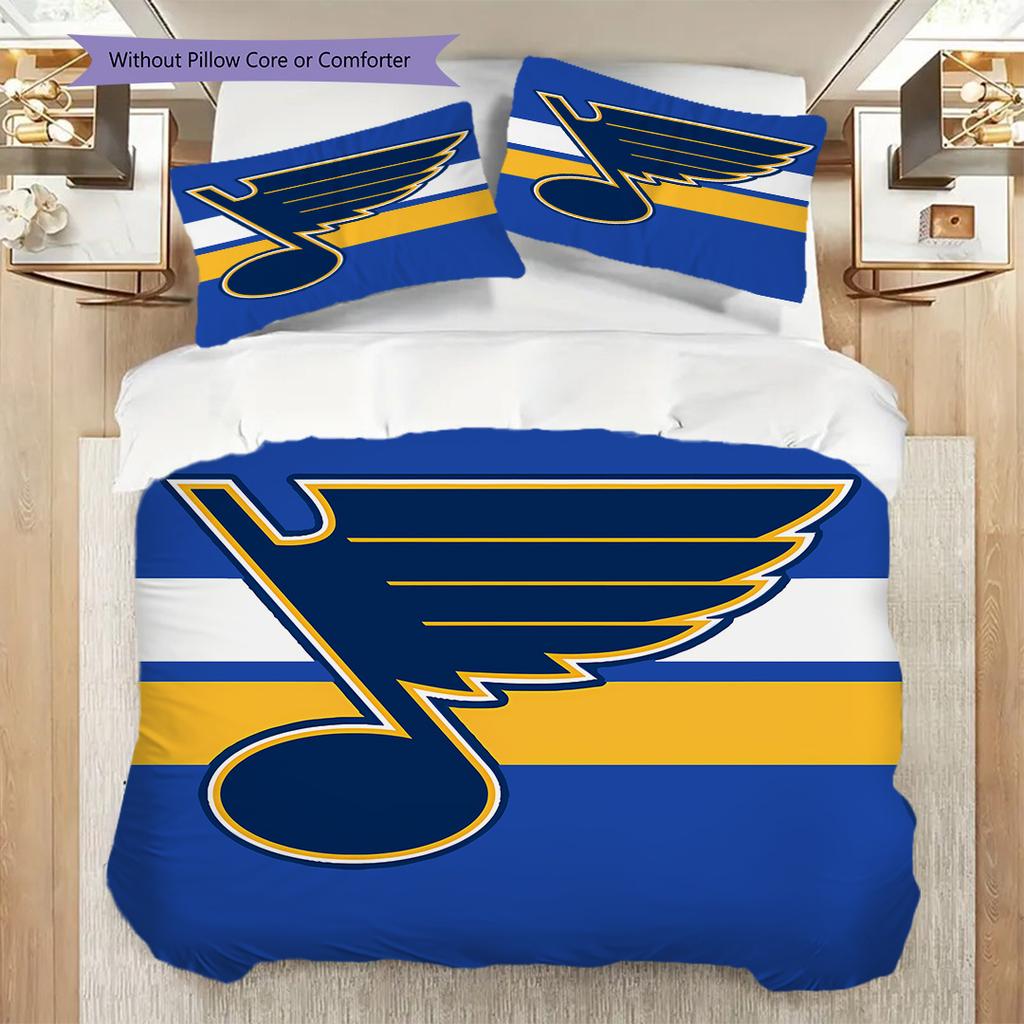 St. Louis Blues Pattern Bedding Quilt Set Quilt Cover Pillowcase Home Decoration Birthday Gift (1 * duvet cover + 2 * pillowcase, without core)