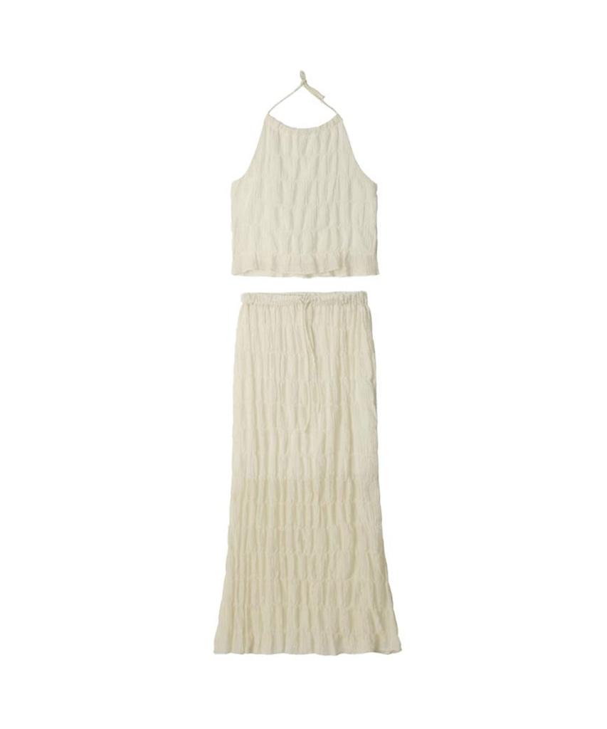 VIKINI VENDER Athlon Texture Chiffon Halterneck Top & Skirt Set